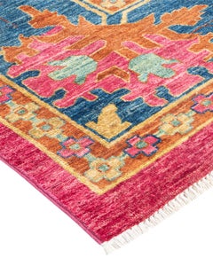 Contemporary Arts & Crafts Hand Knotted Wool Purple Area Rug