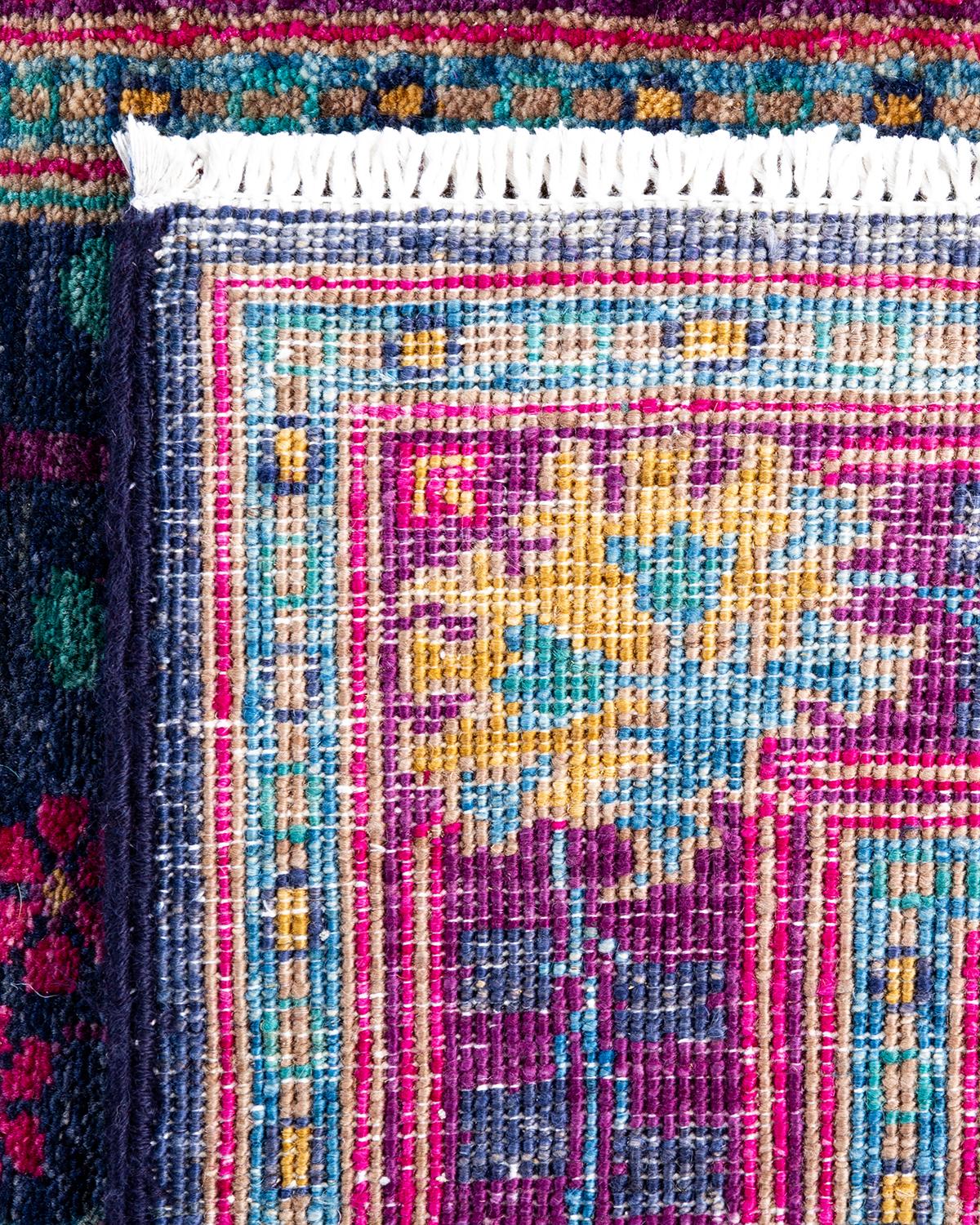 Contemporary Arts & Crafts Läufer aus handgeknüpfter Wolle lila  (21. Jahrhundert und zeitgenössisch) im Angebot