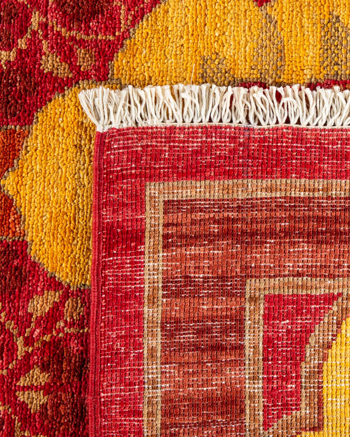 Contemporary Arts & Crafts Hand Knotted Wool Red Area Rug (21. Jahrhundert und zeitgenössisch) im Angebot