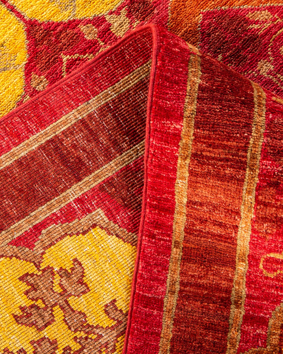 Contemporary Arts & Crafts Hand Knotted Wool Red Area Rug (Wolle) im Angebot