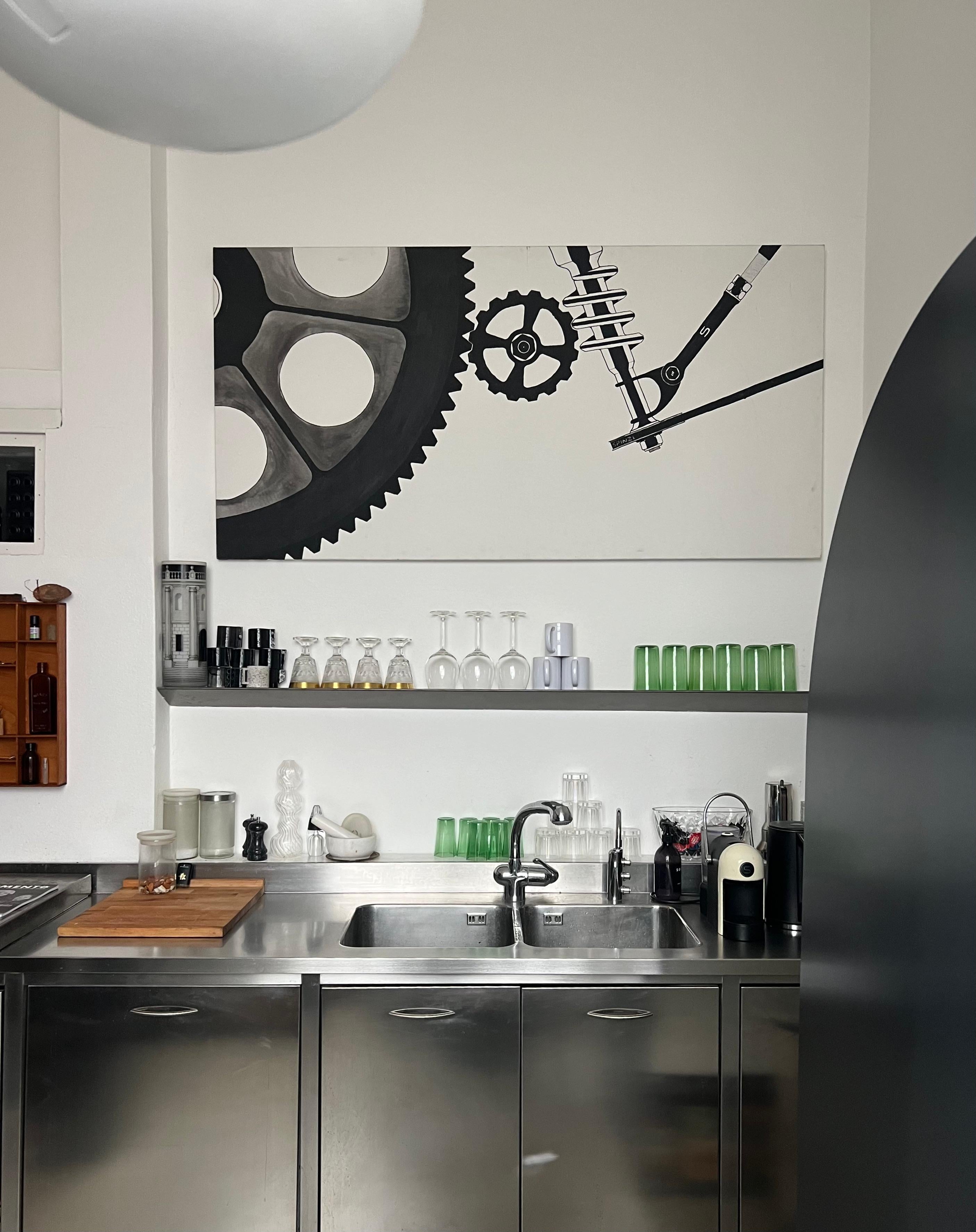 Moderno Arcrilico su tela 'Emozioni meccaniche' di Spinzi Milano - Pittura moderna in vendita