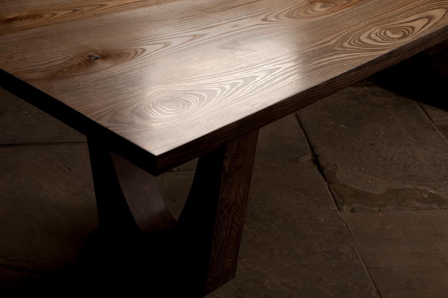 Modern Contemporary Ash Table with Polished Bronze Impregnated Grain