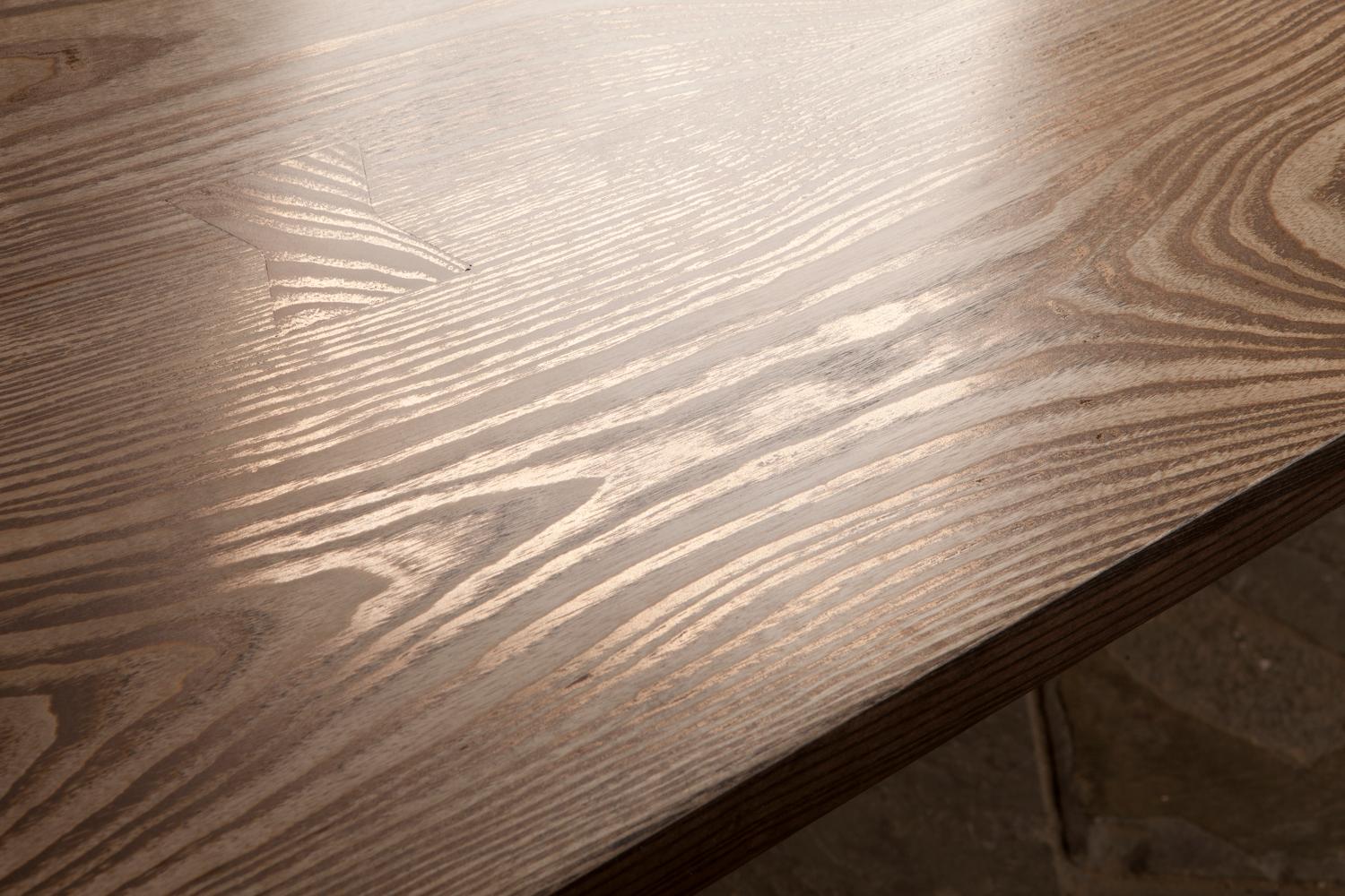 English Contemporary Ash Table with Polished Bronze Impregnated Grain