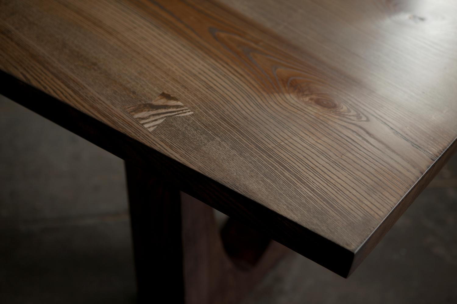 Modern Table, solid ash, bronze grain top with butterfly joints. Jonathan Field. unique