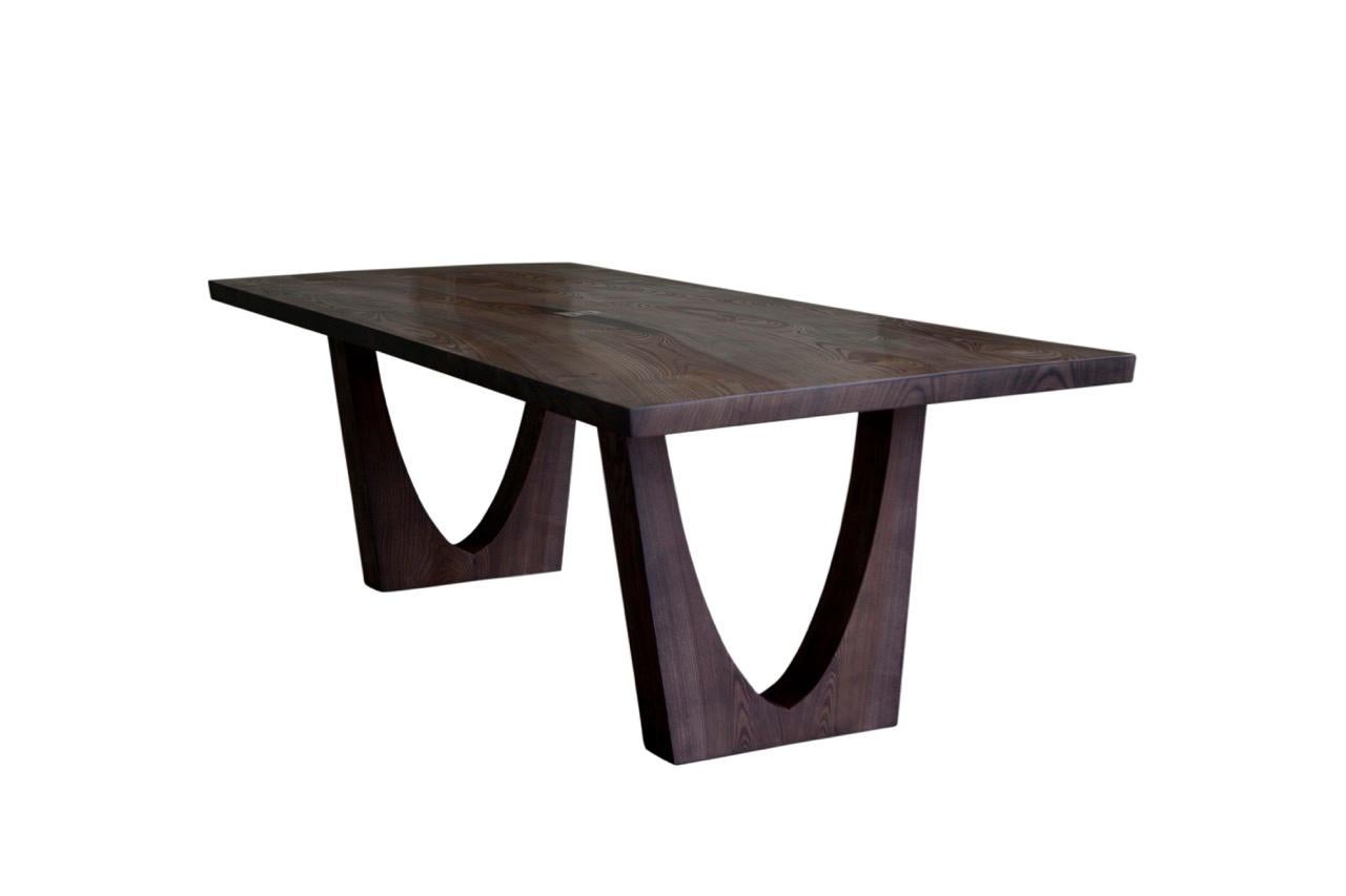 Contemporary Ash Table with Polished Bronze Impregnated Grain 1