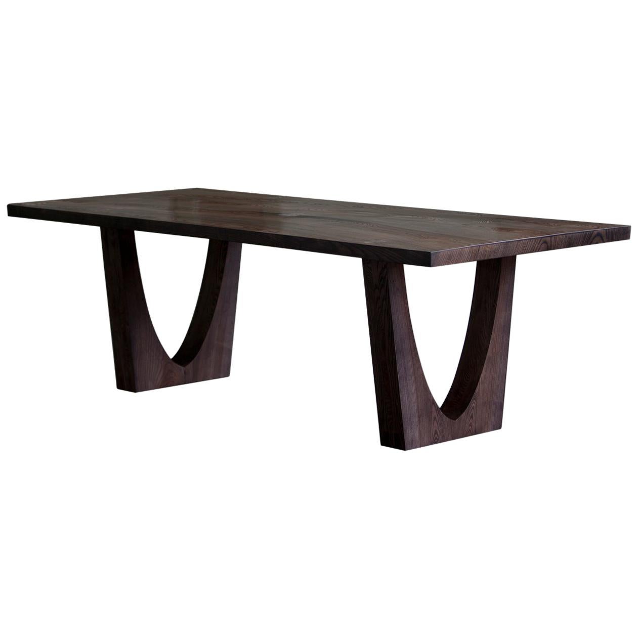 Contemporary Ash Table with Polished Bronze Impregnated Grain
