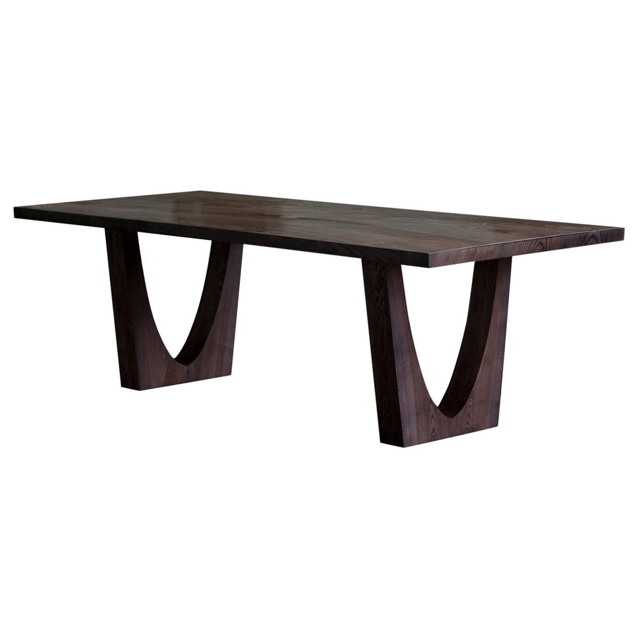 Table, solid ash, bronze grain top with butterfly joints. Jonathan Field. unique