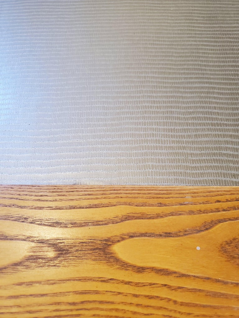 Modern Honey Color Ash Wood and Gray Faux Leather Desk with Three