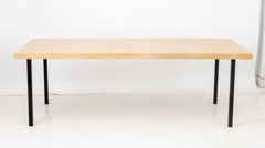 Contemporary Ash Wood Top and Patinated Metal Legs Dining Table
