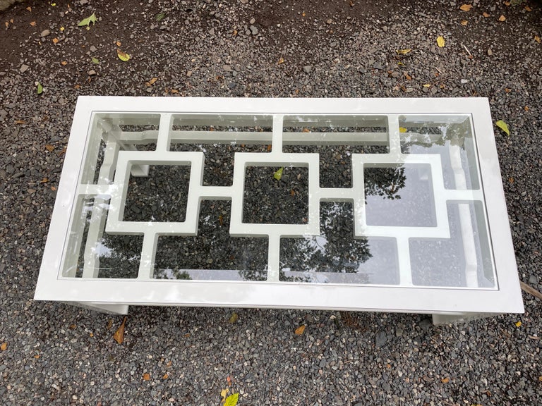 Contemporary Asian Inspired White Lacquered Rectangular Coffee Table