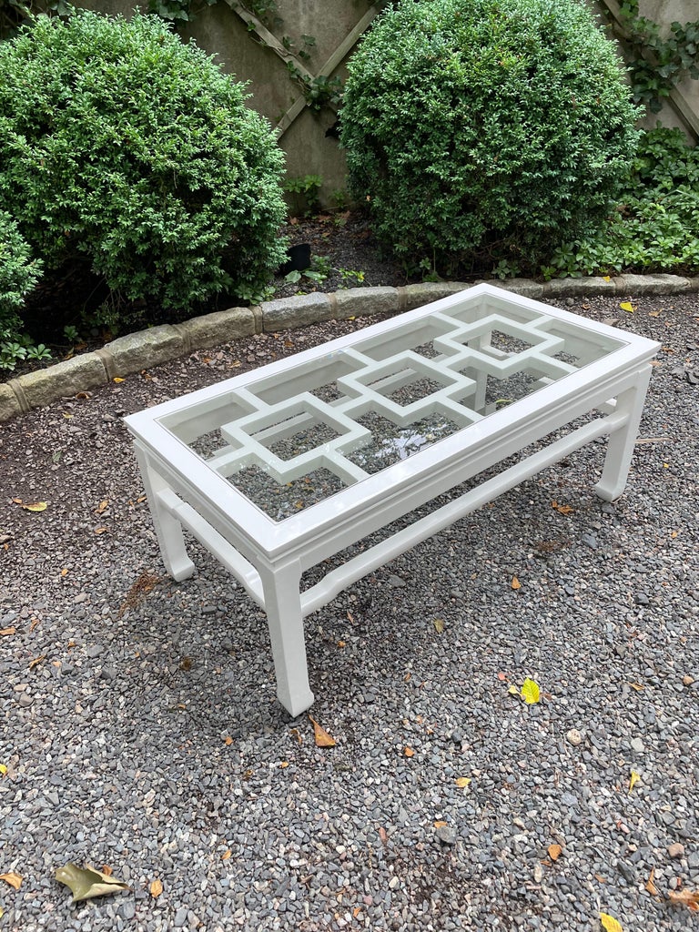 Contemporary Asian Inspired White Lacquered Rectangular Coffee Table