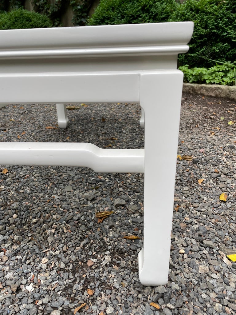 Contemporary Asian Inspired White Lacquered Rectangular Coffee Table