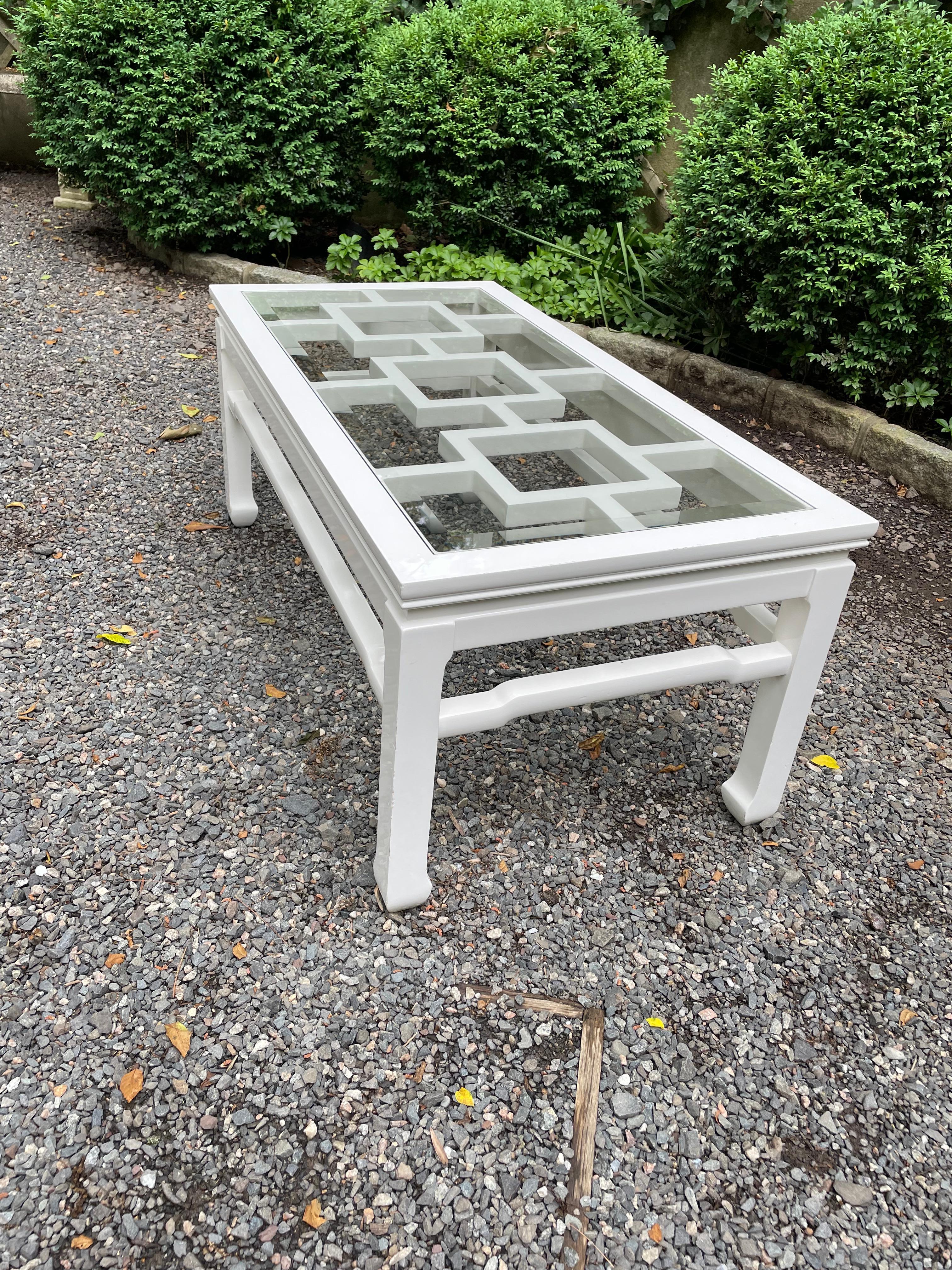 Contemporary Asian Inspired White Lacquered Rectangular Coffee Table 3