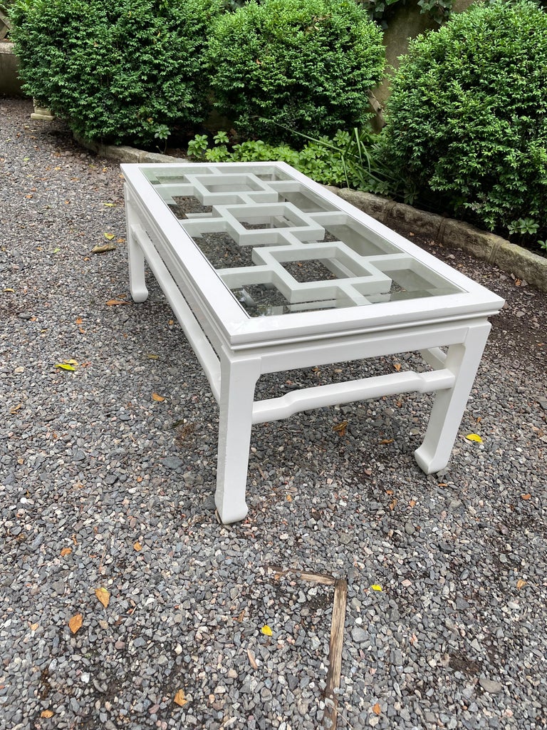 Contemporary Asian Inspired White Lacquered Rectangular Coffee Table