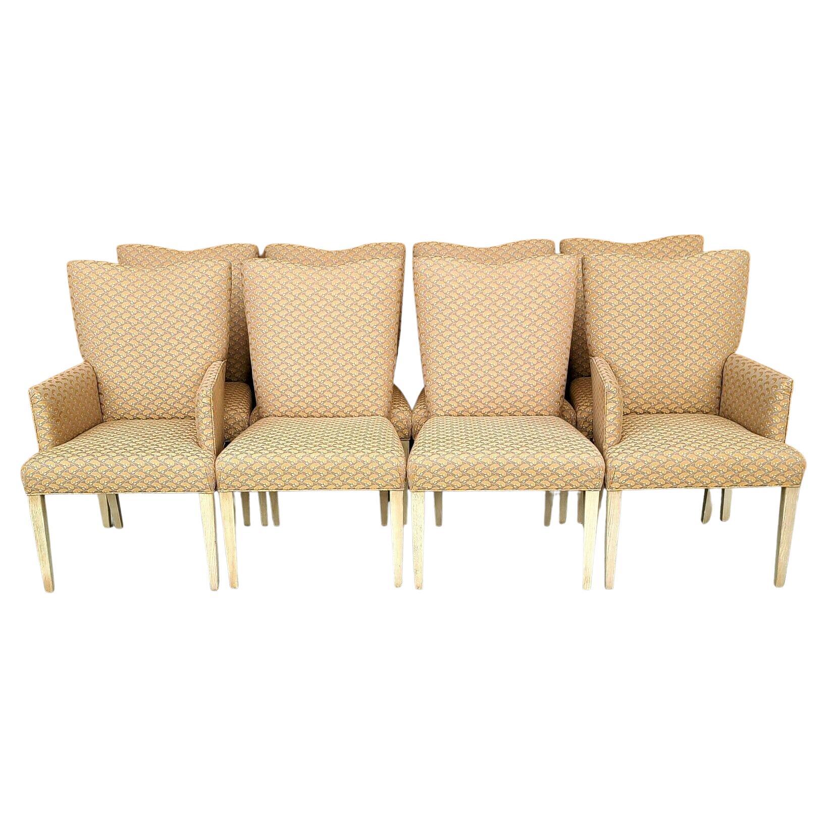 Contemporary Asian Klismos Leg Water Lilly Dining Chairs Set of 8 For Sale