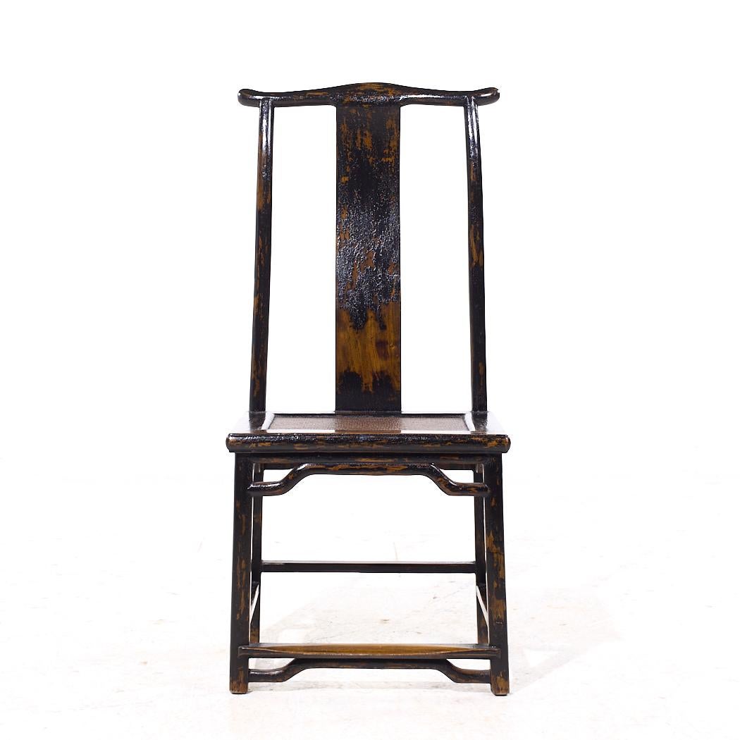 Chaises de salle à manger d'appoint asiatiques contemporaines en orme à dos d'âne - Lot de 4 Bon état - En vente à Countryside, IL