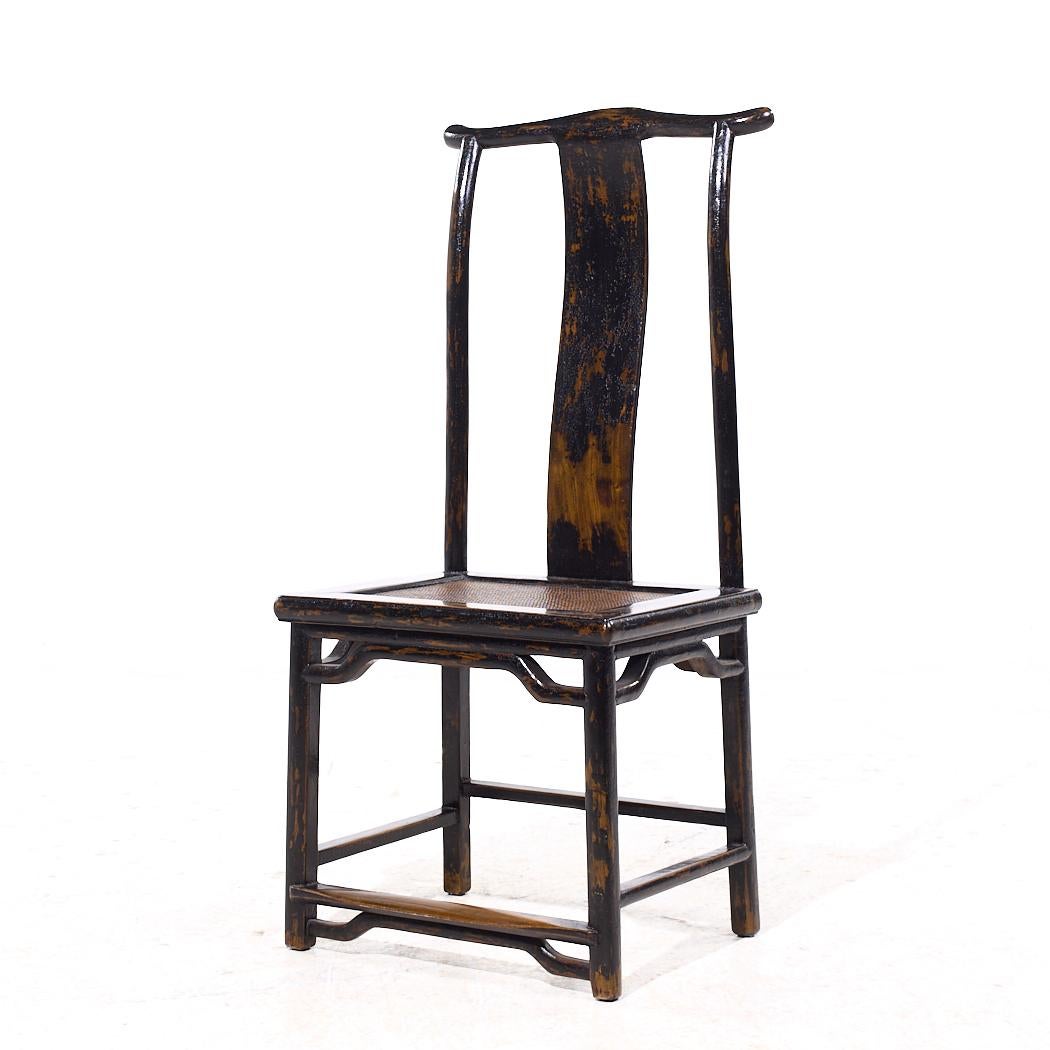 XXIe siècle et contemporain Chaises de salle à manger d'appoint asiatiques contemporaines en orme à dos d'âne - Lot de 4 en vente