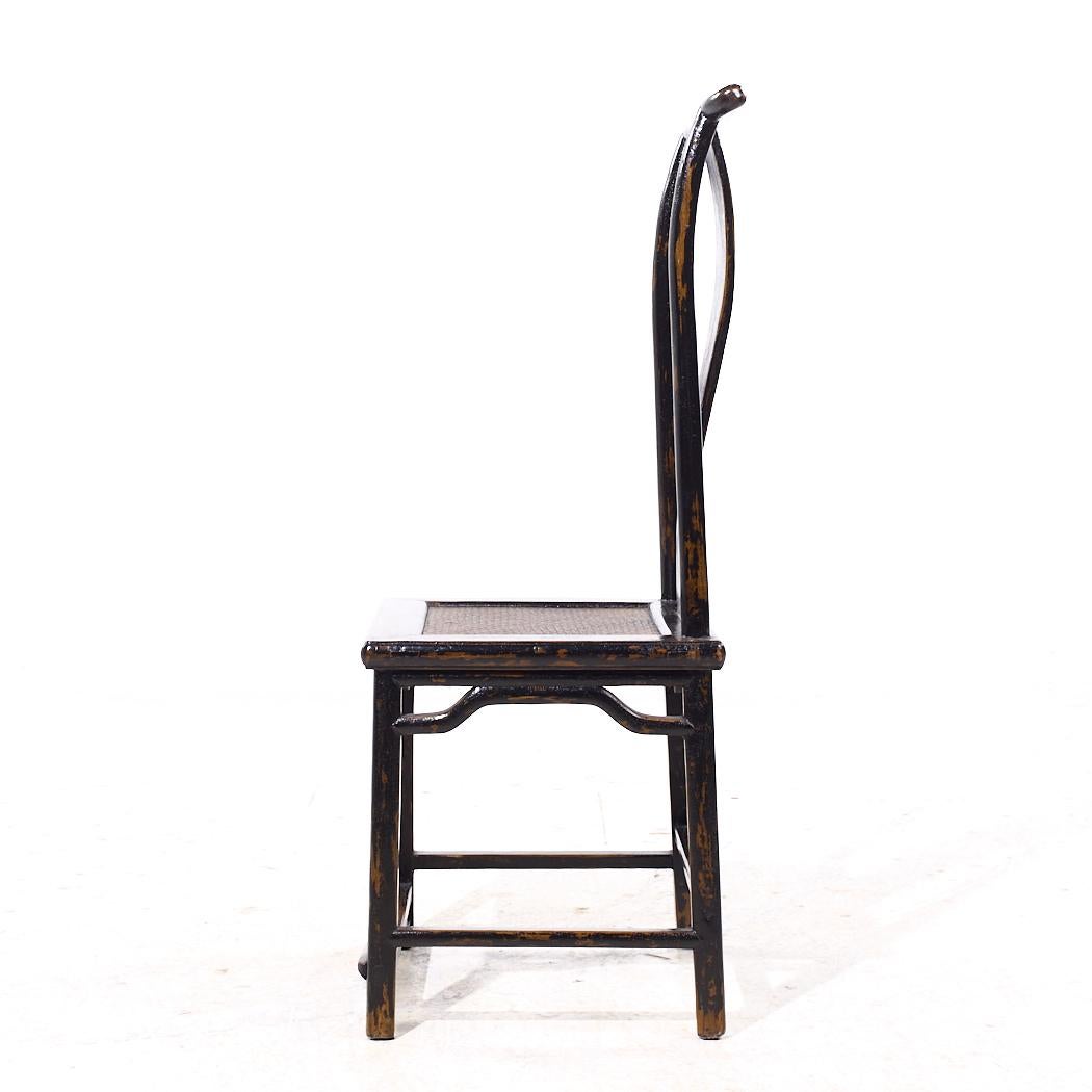 Orme Chaises de salle à manger d'appoint asiatiques contemporaines en orme à dos d'âne - Lot de 4 en vente