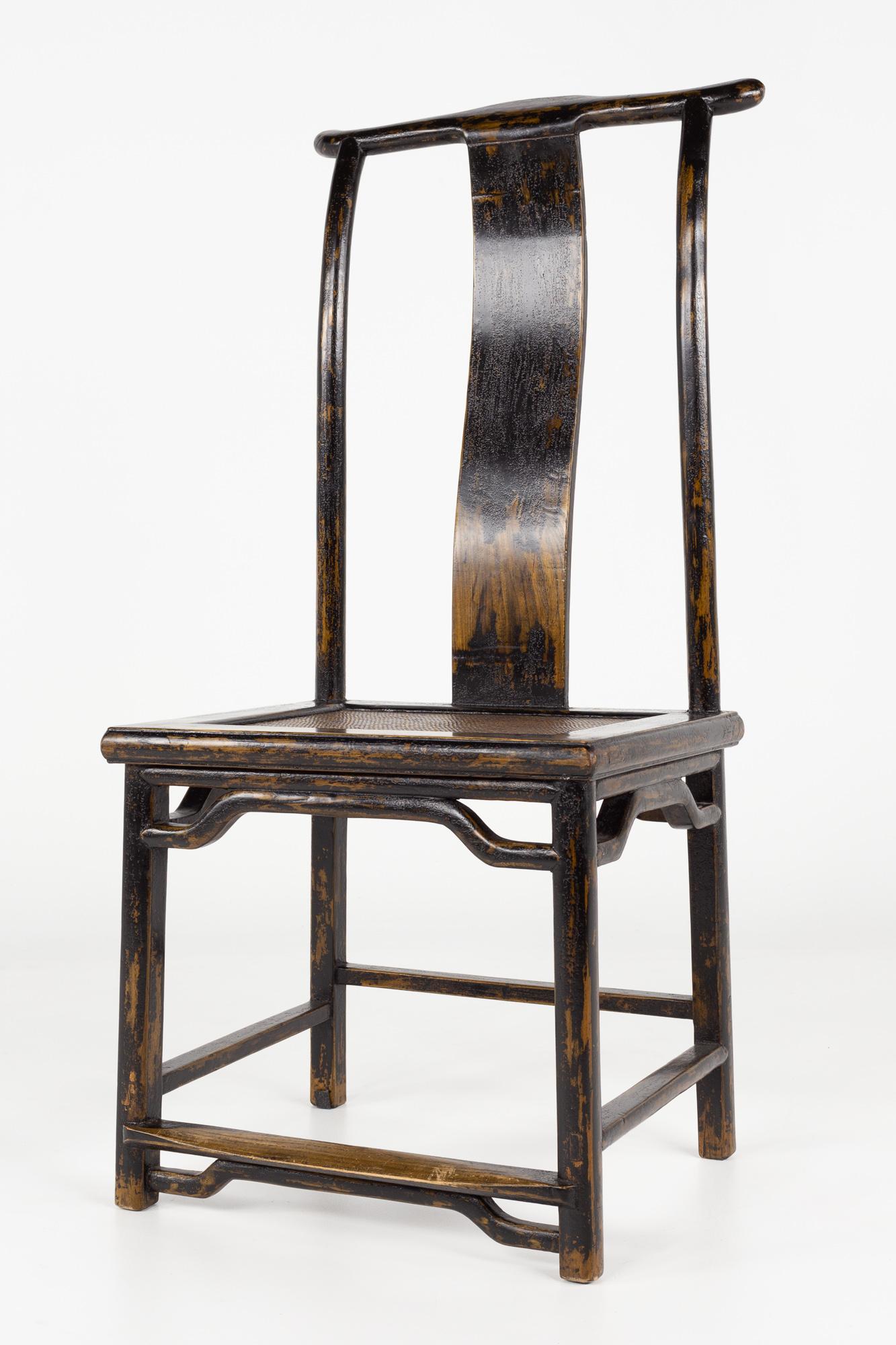 Modern Contemporary Asian Yokeback Elm Occasional Side Chair For Sale