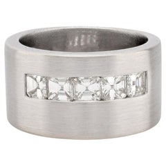 Contemporary Asscher cut diamond 18k white gold cigar band Contemporary Asscher cut diamond 18k white gold cigar band