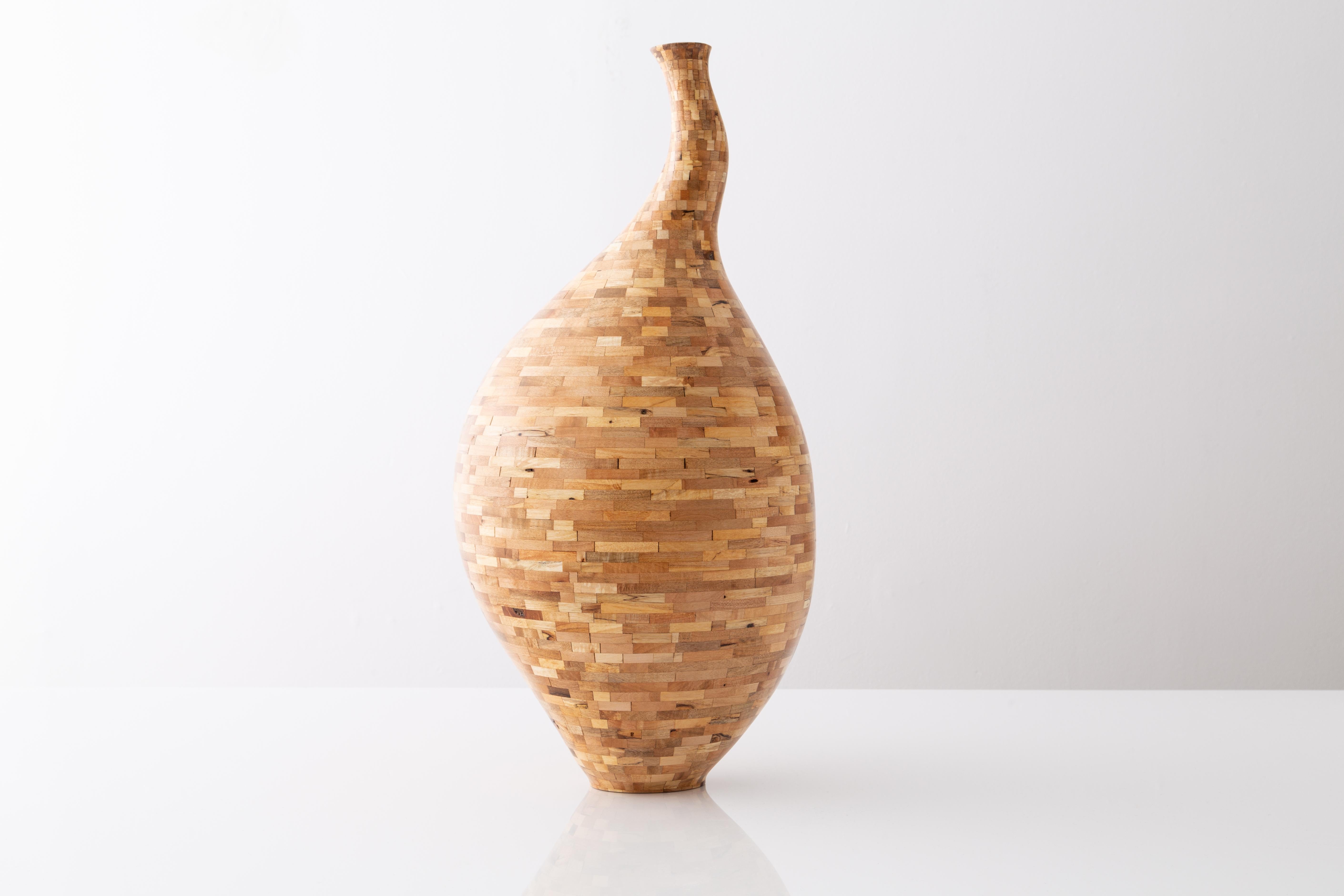 Modern Contemporary Spalted Maple Goose Neck Vase #1 by Richard Haining, Available Now