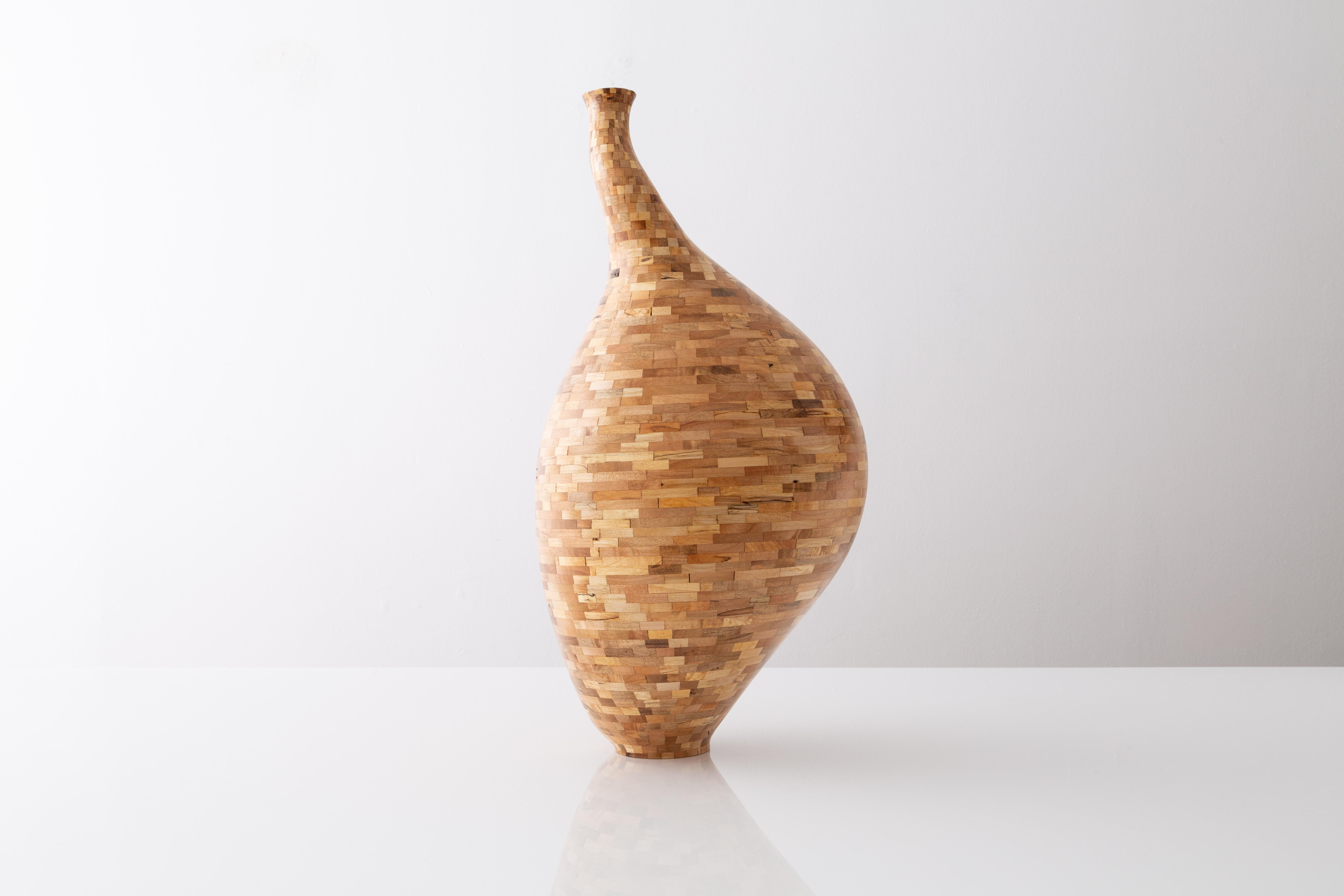 American Contemporary Spalted Maple Goose Neck Vase #1 by Richard Haining, Available Now