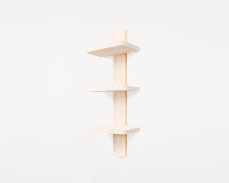 The Atelier Shelf was designed to embody simplicity and openness and to inspire spatial serenity through the use of strong geometries and warm natural materials. The shelves can be configured in multiple ways and are ideal for displaying favorite