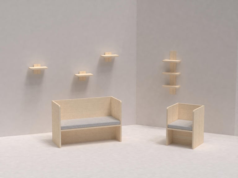 Lithuanian FRAMA Contemporary Design Wooden Wall Atelier Shelf Trio For Sale