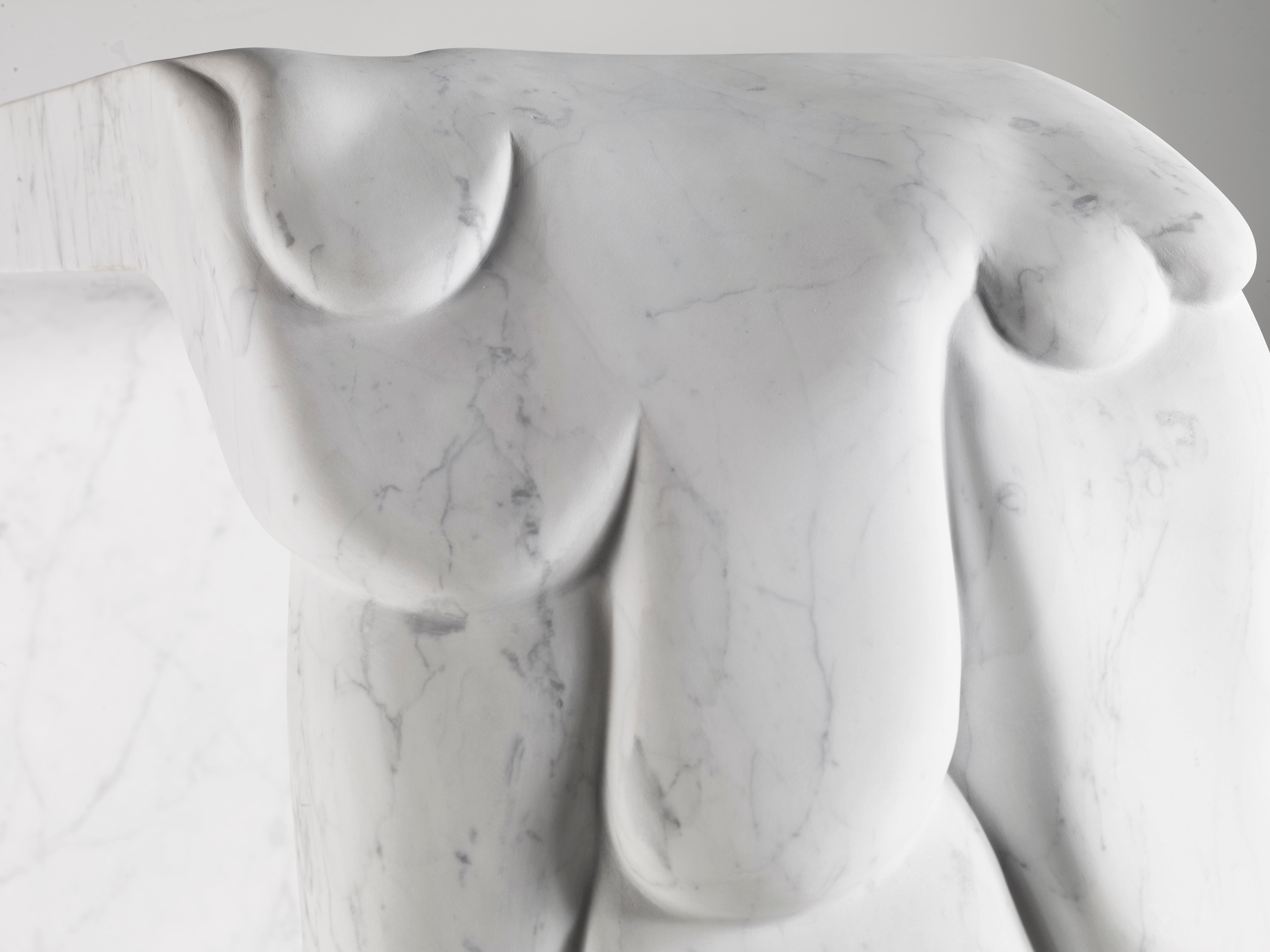 Organic Modern Contemporary Atelier Terrai Italian White Carrara Marble Art Deco Design Console