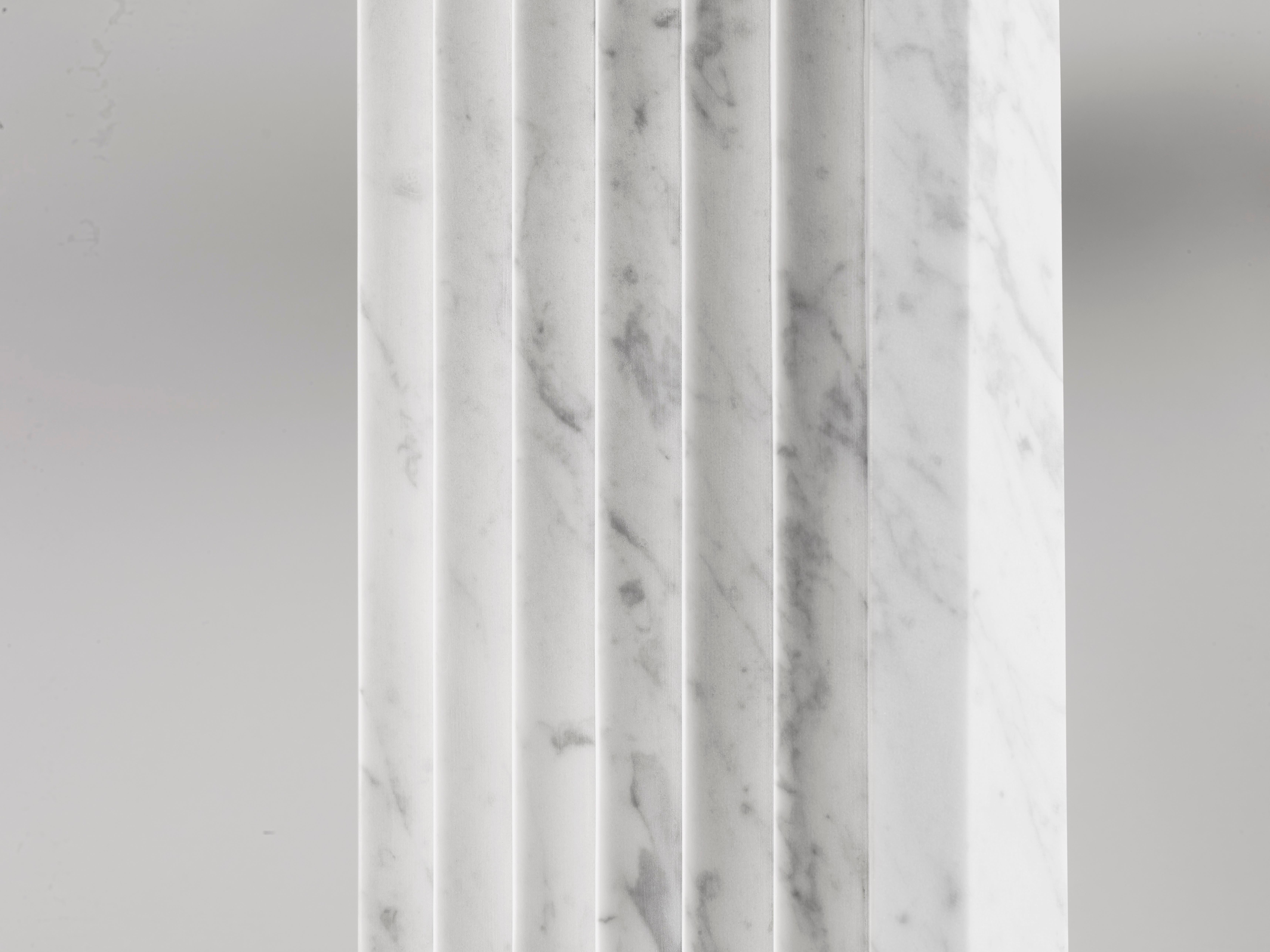 Contemporary Atelier Terrai Italian White Carrara Marble Art Deco Design Console In New Condition In New York, NY
