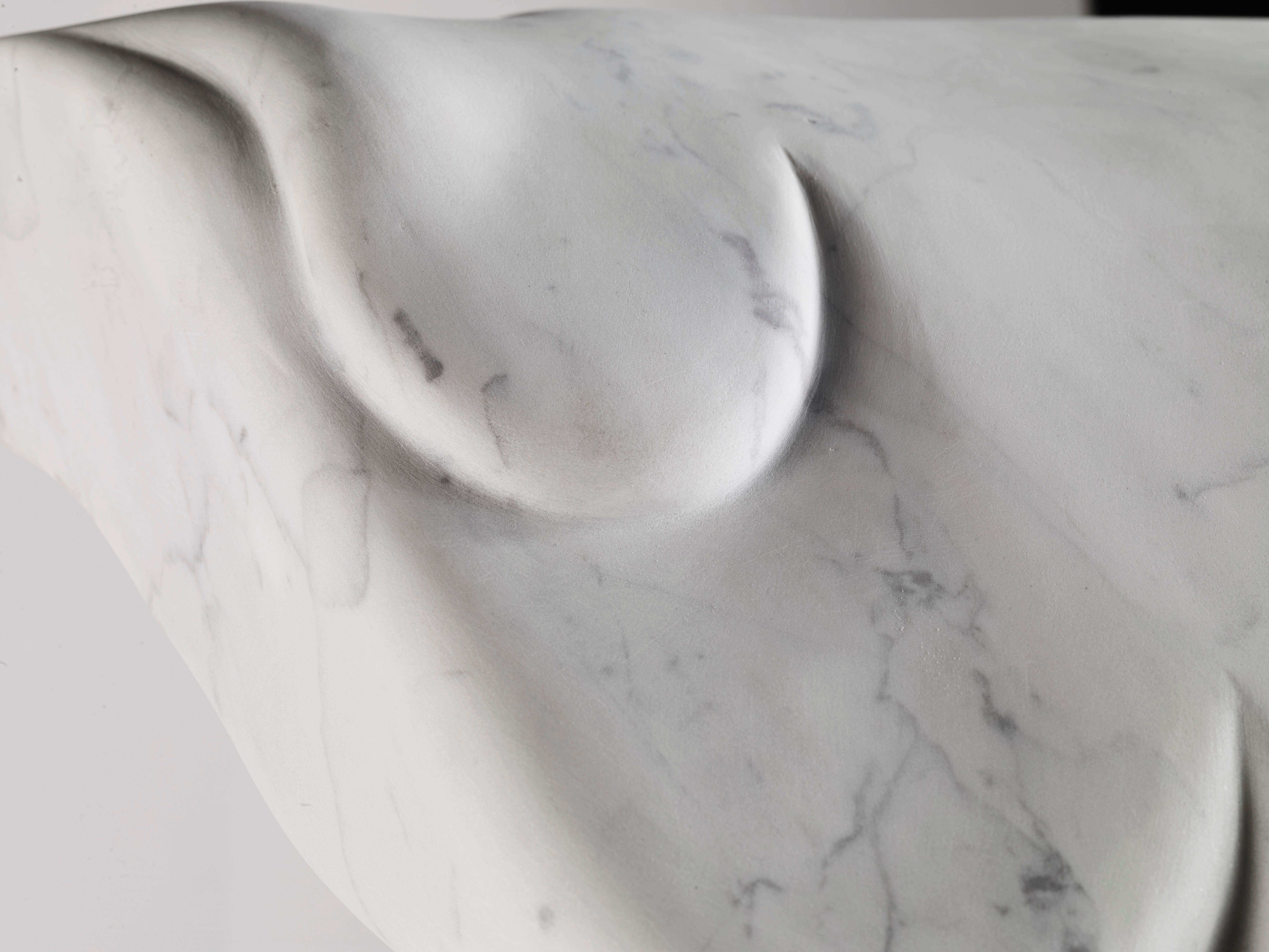 Contemporary Atelier Terrai Italian White Carrara Marble Art Deco Design Console 4