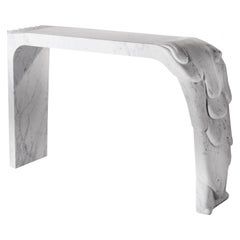 Contemporary Atelier Terrai Italian White Carrara Marble Art Deco Design Console