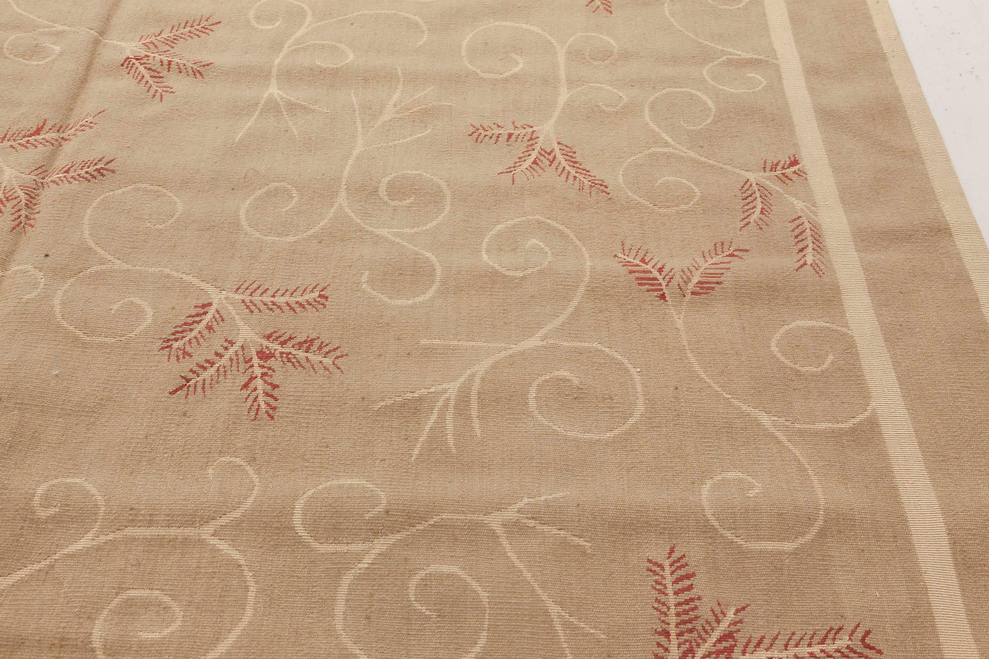 Hand-Woven Contemporary Aubusson Beige and Pink Rug by Eric Cohler for Doris Leslie Blau For Sale