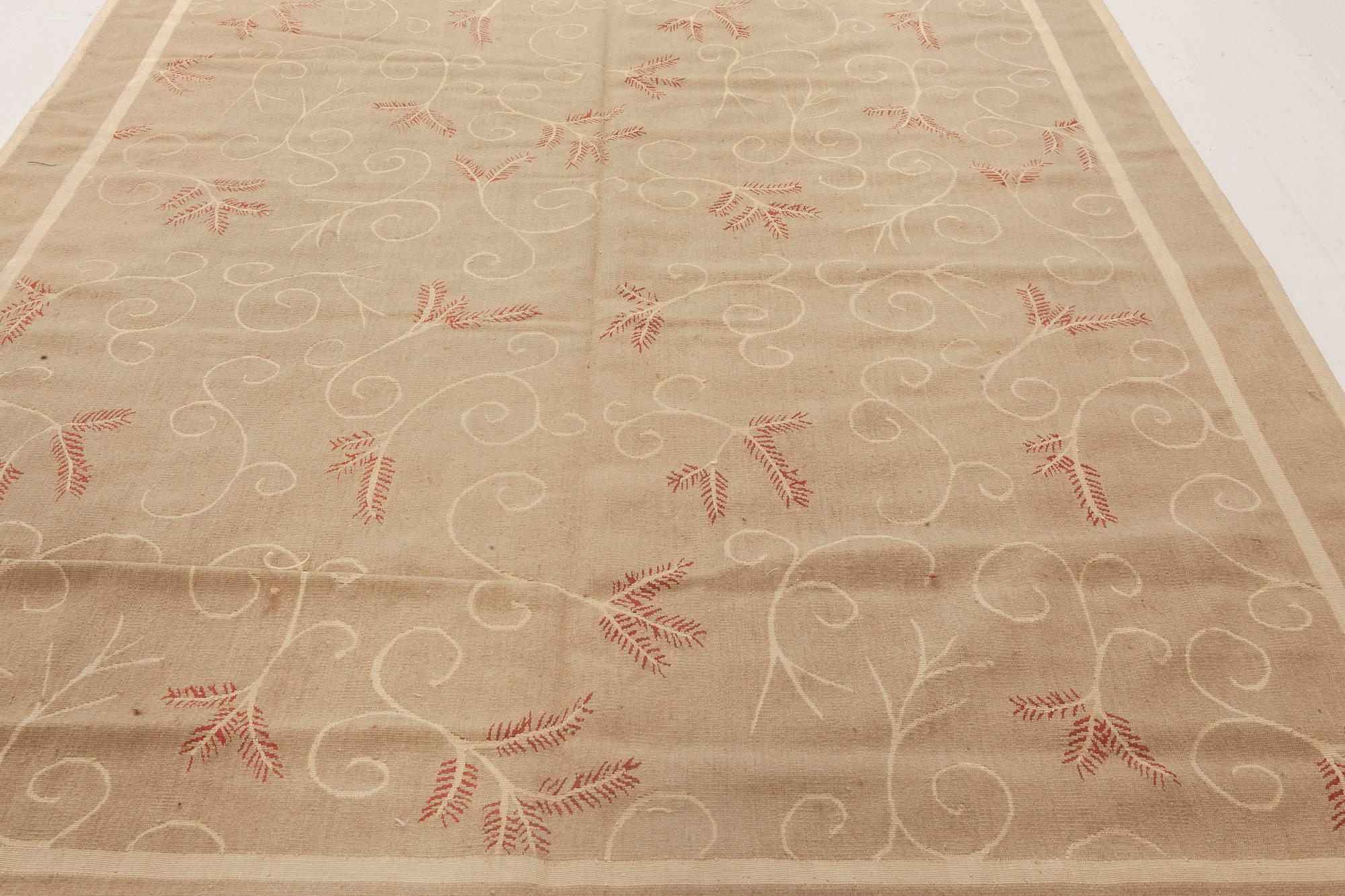 Tapis contemporain Aubusson beige et rose d'Eric Cohler pour Doris Leslie Blau Neuf - En vente à New York, NY