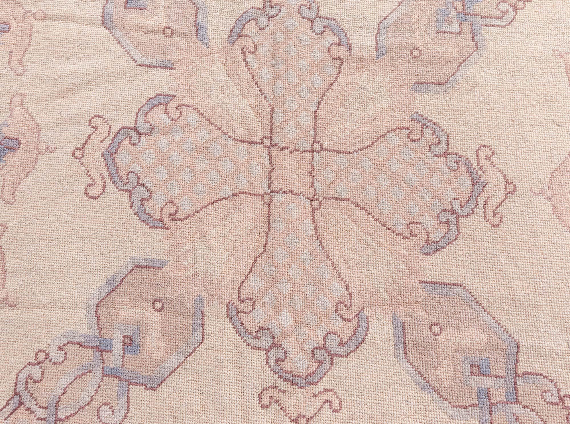 Contemporary Aubusson design beige and blue needlework rug by Doris Leslie Blau
Size: 13'6