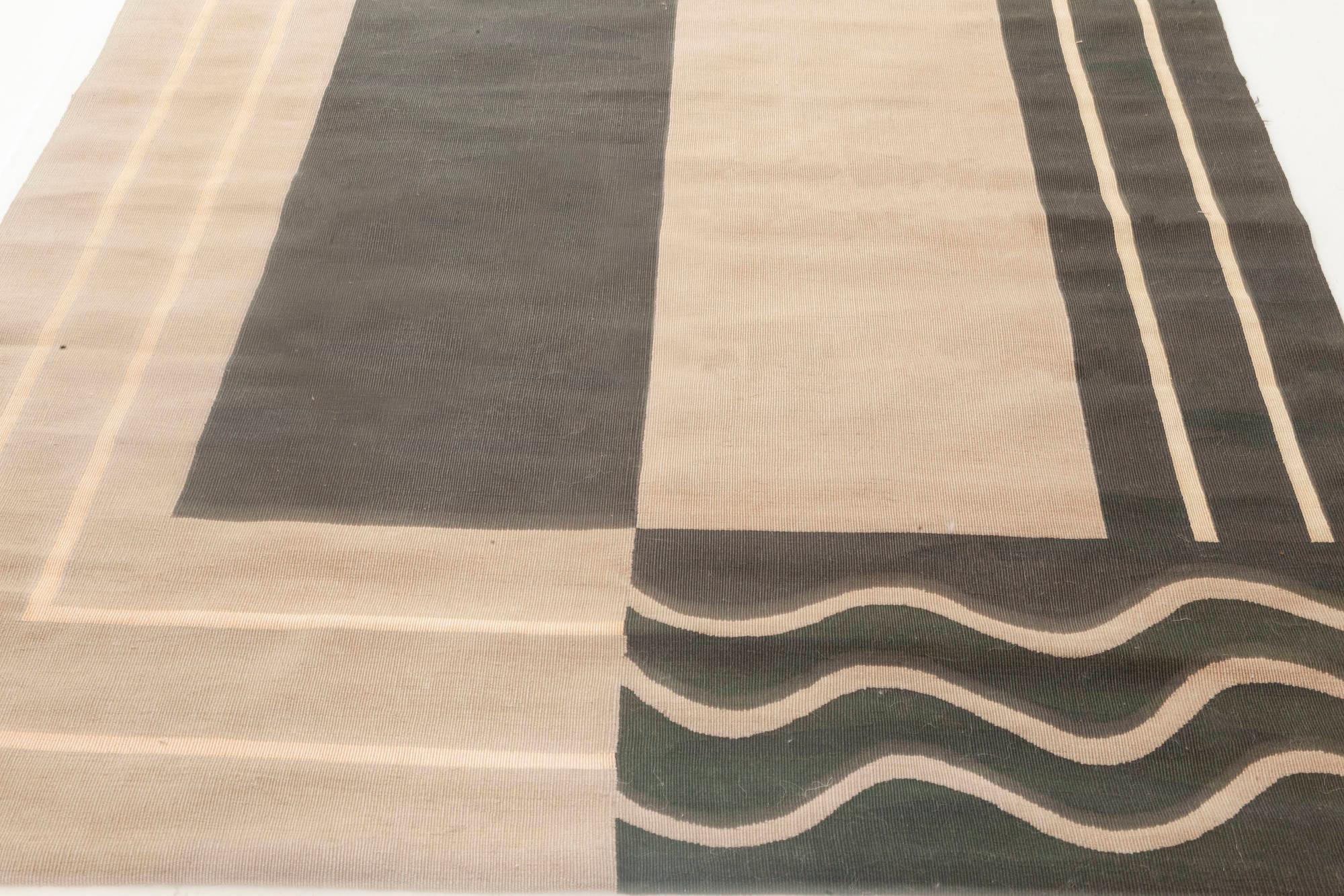 Alfombra contemporánea de lana con diseño geométrico Aubusson hecha a mano por Doris Leslie Blau en Nuevo estado para la venta en New York, NY