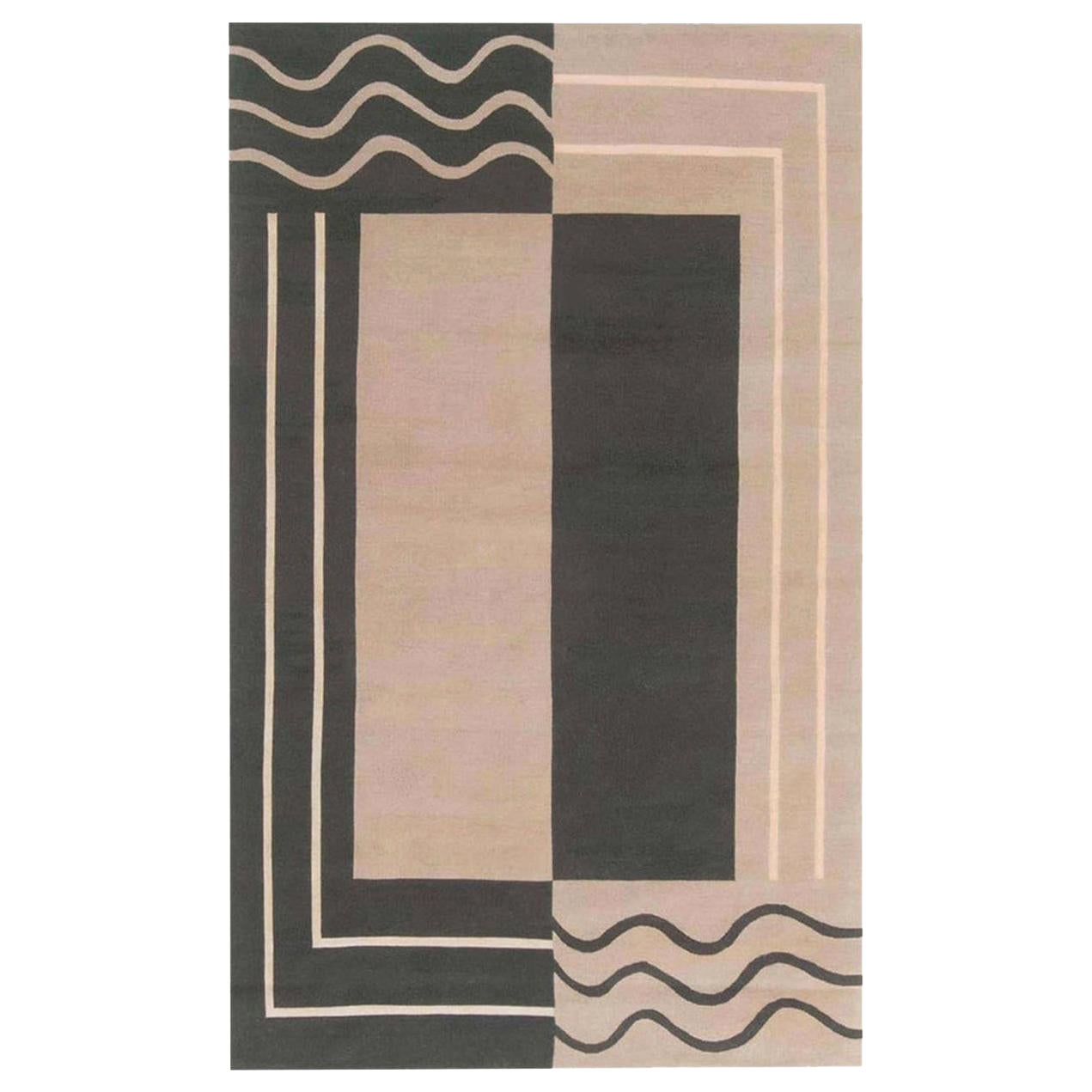 Contemporary Aubusson Geometric Design Handmade Wool Rug by Doris Leslie Blau