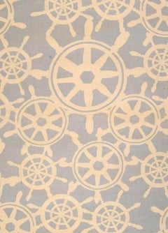 Contemporary Aubusson Red Blue Rug by Tommy Hilfiger Th2 for Doris Leslie Blau