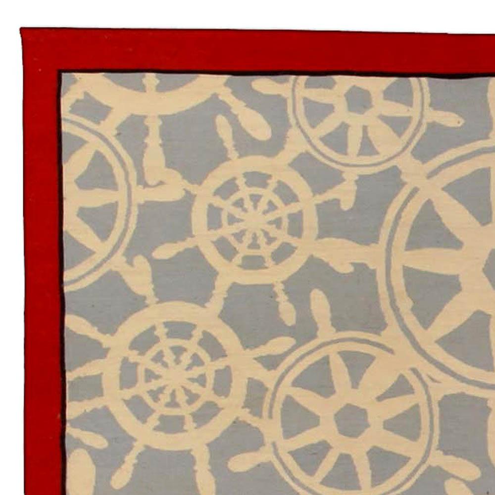 Alfombra contemporánea Aubusson Rojo Azul de Tommy Hilfiger Th2 para Doris Leslie Blau Siglo XXI y contemporáneo en venta