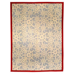 Tapis contemporain Aubusson Rouge Bleu par Tommy Hilfiger Th2 pour Doris Leslie Blau