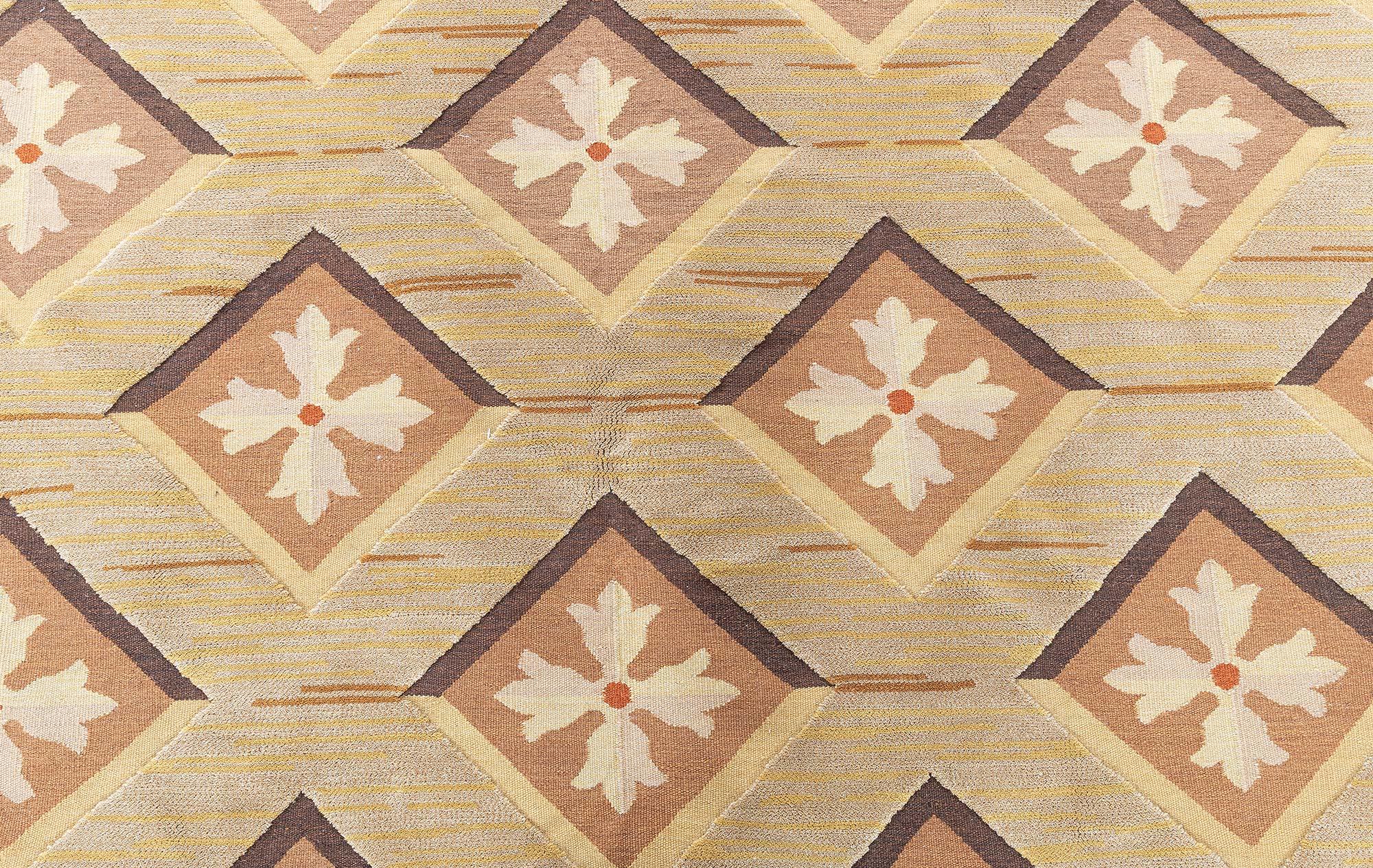 Wool Contemporary Aubusson High & Low Flat-Weave Rug by Doris Leslie Blau For Sale