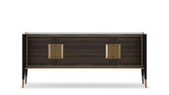 Contemporary Aurum Dark Sideboard In Louro Preto Wood And Marble Top