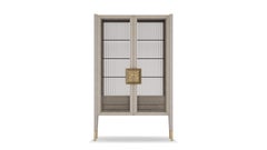 Contemporary Aurum Light Cabinet In Cabanne Wood And Glass Doors