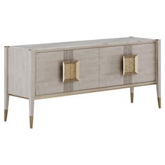 Contemporary Aurum Light Sideboard In Cabanne Wood And Marble Top