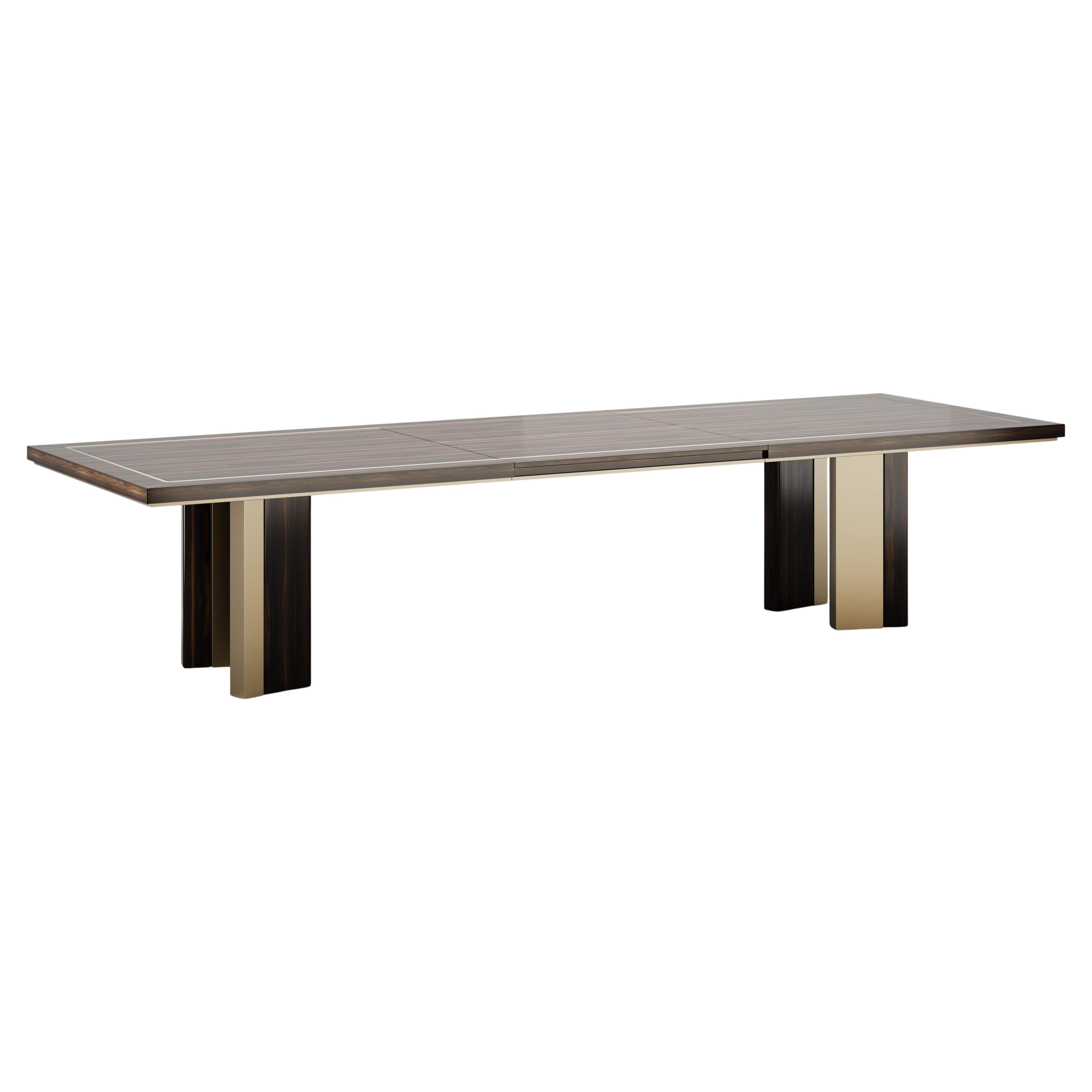 Contemporary Aurum Rectangular Dining Table With Metallic Base