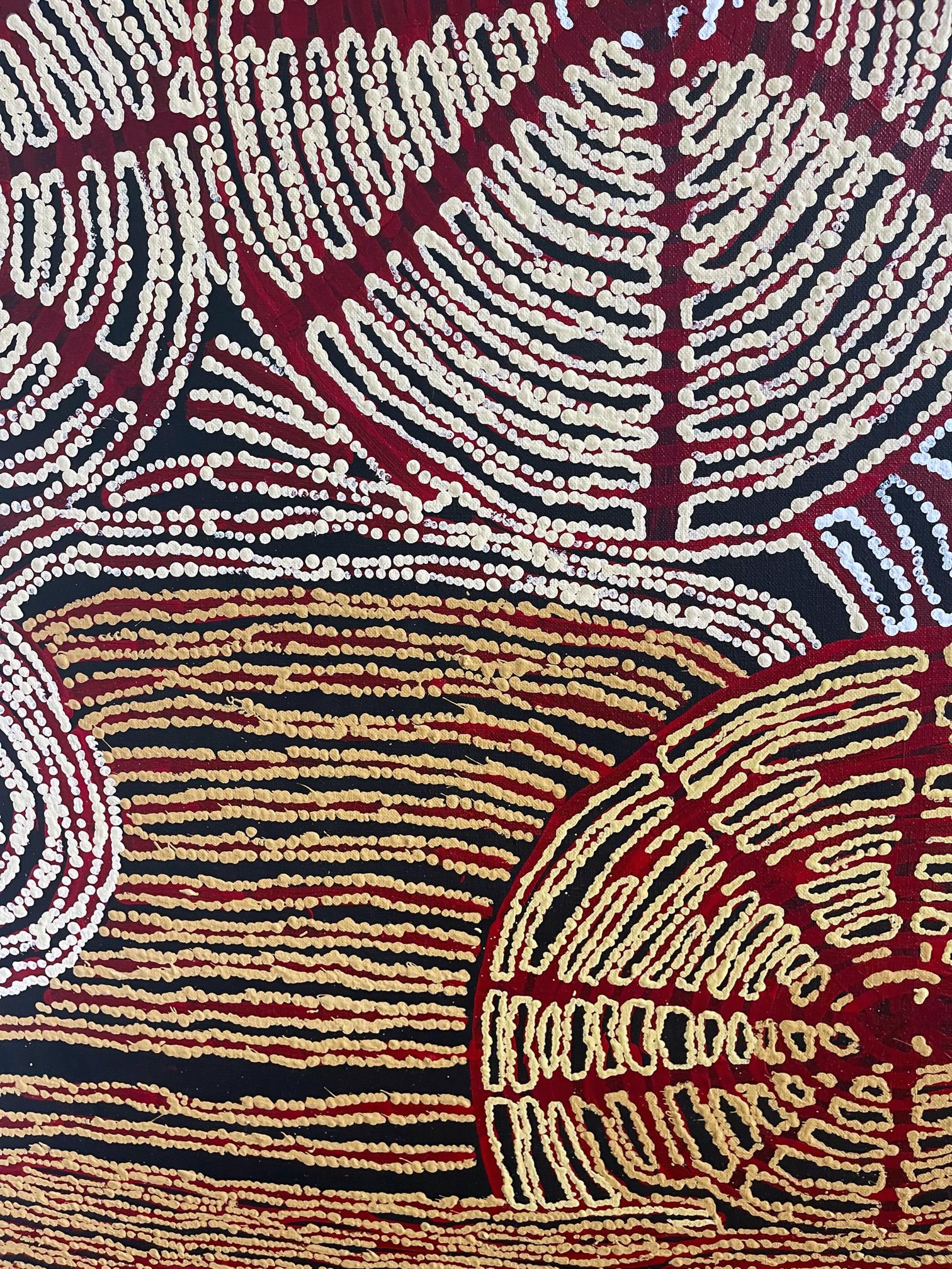 Zeitgenössisches Gemälde der australischen Ureinwohner Nord- und Südamerikas von Walangkura Napanangka (Leinen) im Angebot