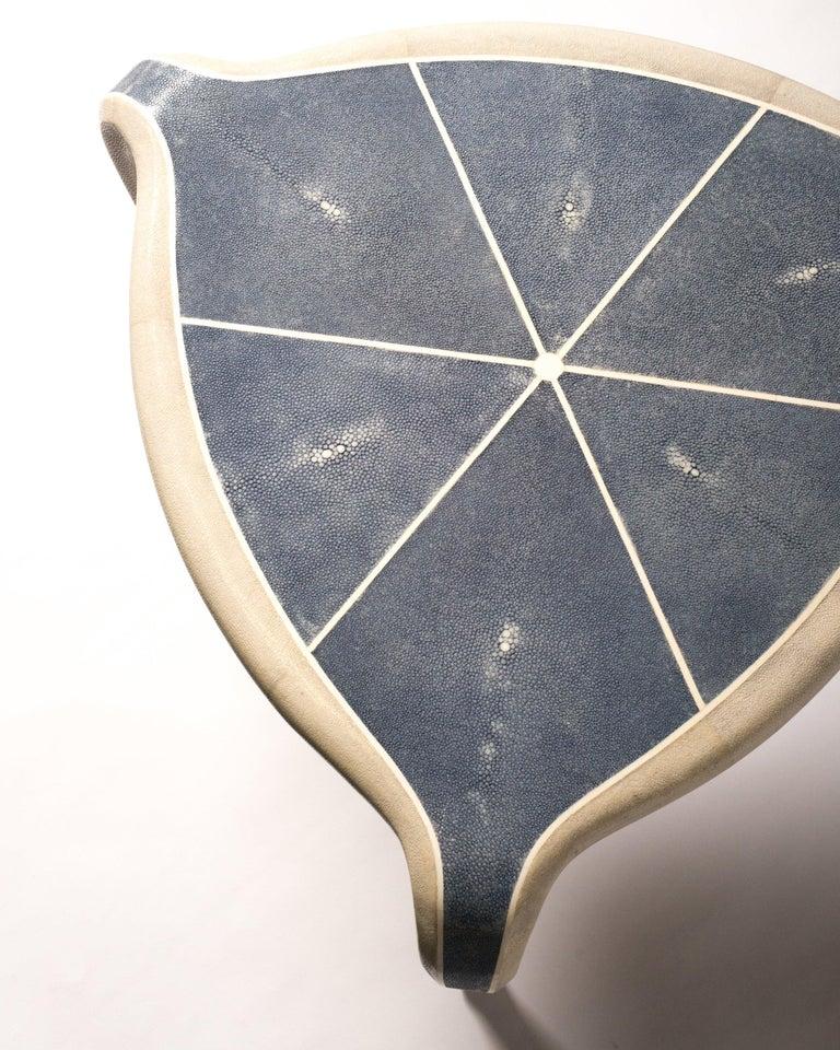 Philippine Contemporary Authentic Blue and Cream Shagreen Tripod Table For Sale