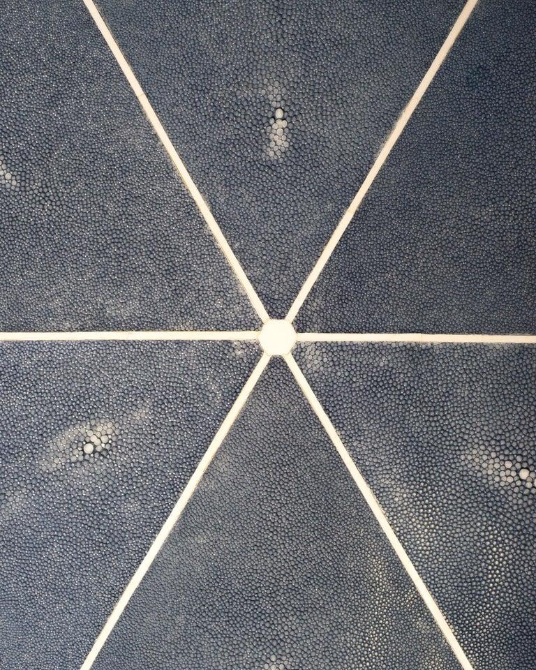 Contemporary Authentic Blue and Cream Shagreen Tripod Table In New Condition For Sale In Toronto, ON