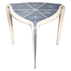 Mesa Trípode Contemporánea Auténtica de Acetato Azul y Crema
