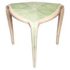 Contemporary Authentic Shagreen Cream and Green Tripod Table